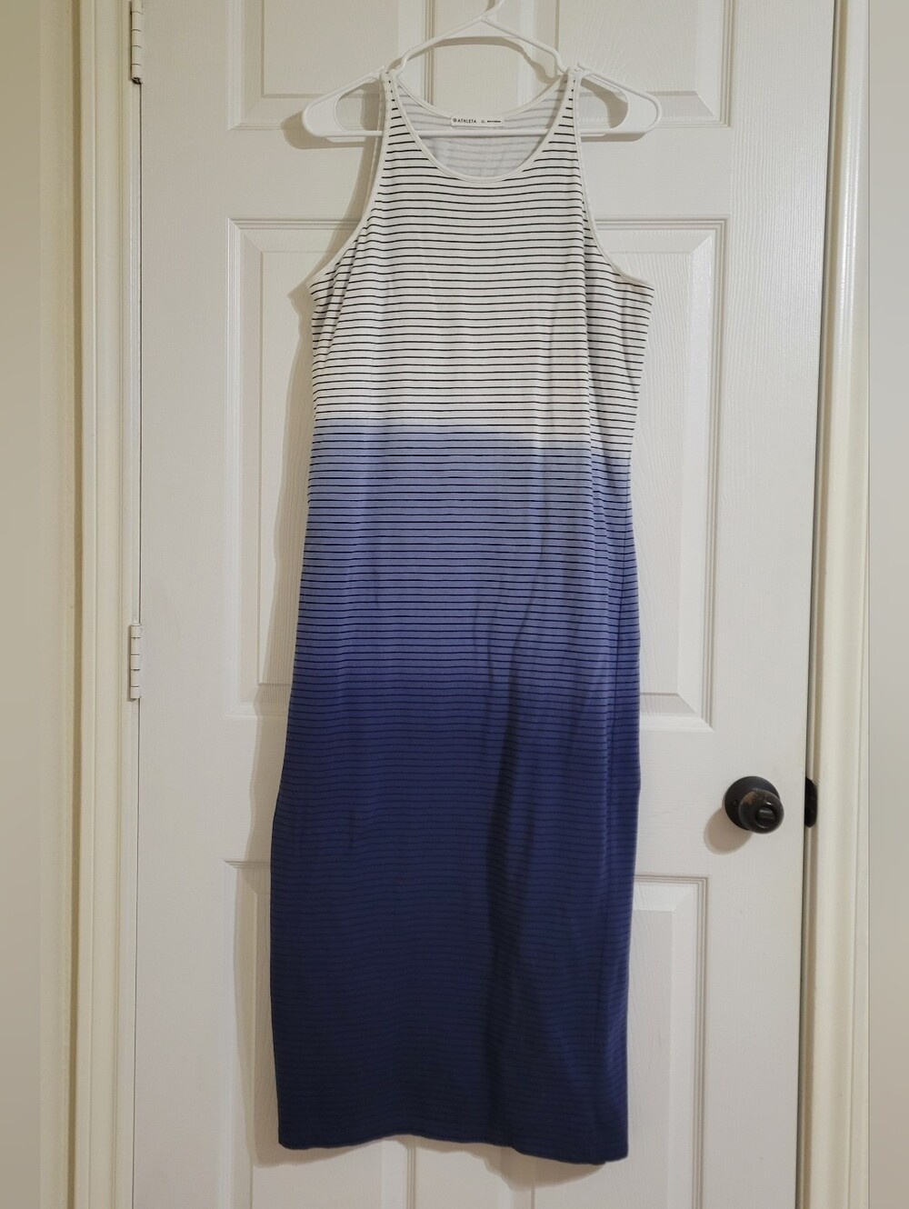 Athleta Striped Ombre Midi Dress Blue